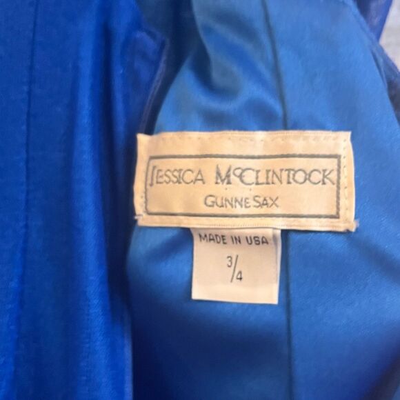 Jessica McClintock Gunn Sax Blue Shimmer Maxi Dress Size 3/4 - Picture 11 of 11